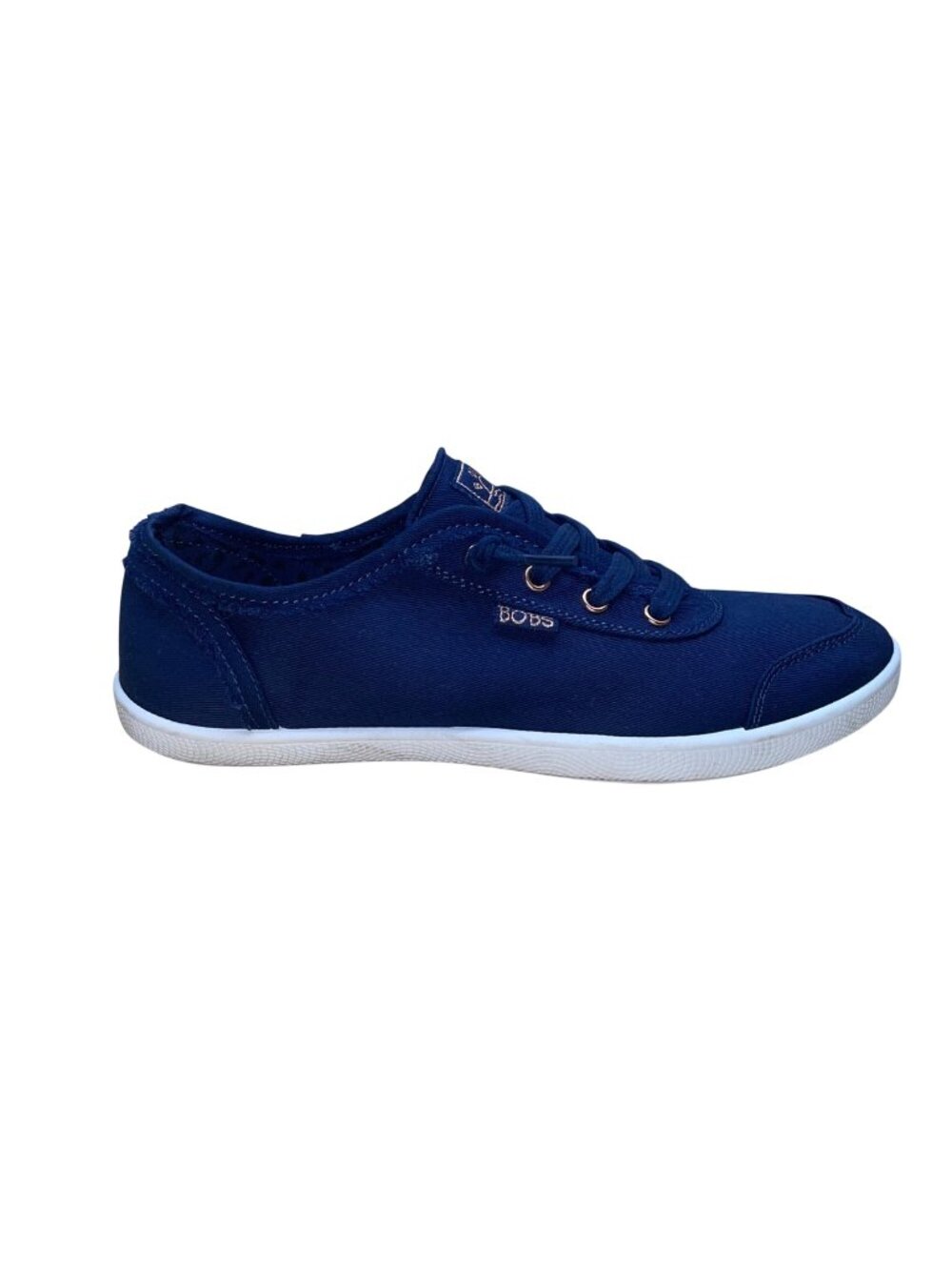 Bobs By Skechers Women’s Navy Blue Canvas Lace-Up Memory Foam Sneakers Size 7.5